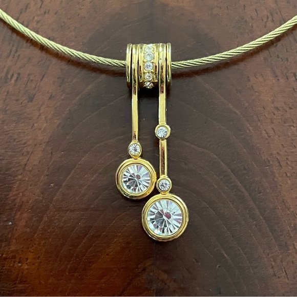 Vintage Nolan Miller Gold Tone & Crystal Statement Pendant Necklace; 16” - 18” - Picture 2 of 10